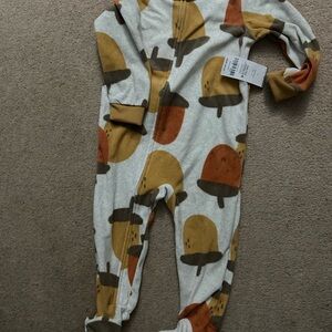 Carters fleece acorn Print fleece zipper  One Piece 24 months NWT